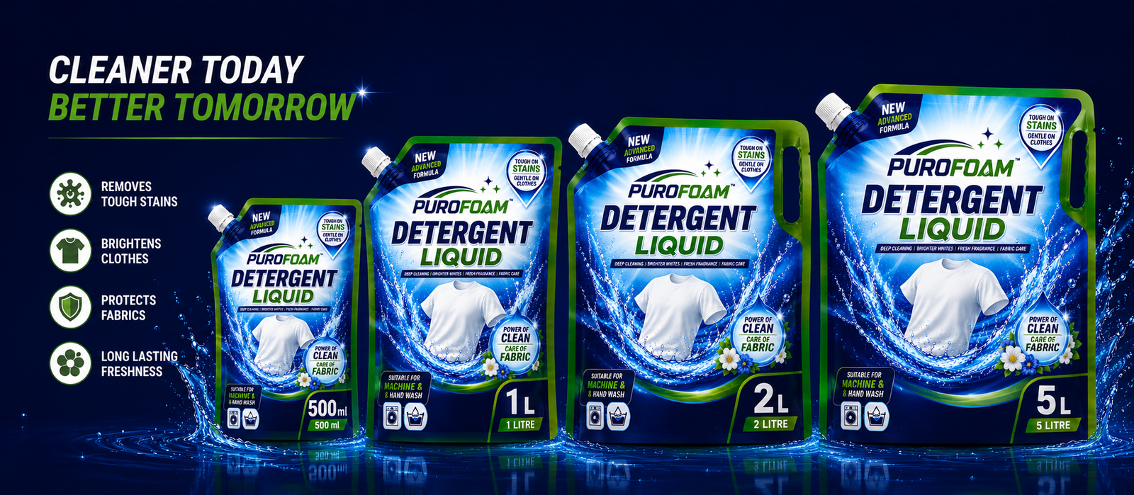 PuroFoam Detergent Liquid pack range